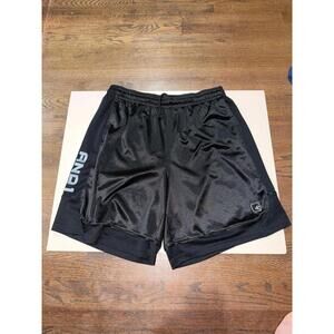 AND1 Black Satin Dazzle Shiny Hoop Shorts Baggy Mens XL Vintage Y2K 90s Rare